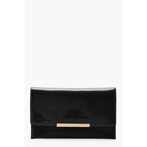 NWOT Black Patent Envelope Clutch - Picture 1 of 5
